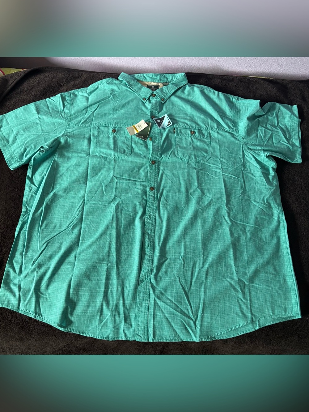G.H. Bass big & tall placed cooling green blue slate button up men’s 4XLT NWT